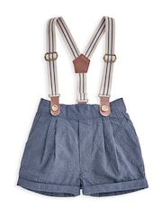 Mamas & Papas Blue Braced 100% Cotton Dungarees - Image 5 of 5