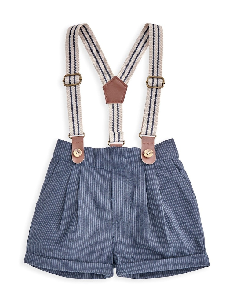 Mamas & Papas Blue Braced 100% Cotton Dungarees - Image 5 of 5