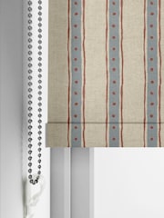 Emily Bond Blue Block Printed Stripe Made to Measure Roller Blind - Image 5 of 6
