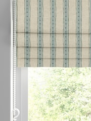 Emily Bond Blue/Green Block Printed Stripe Made to Measure Roman Blind - Image 3 of 5