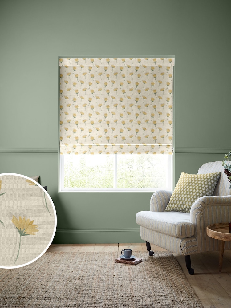 Emily Bond Yellow Cornflower Made to Measure Roman Blind - Image 1 of 6
