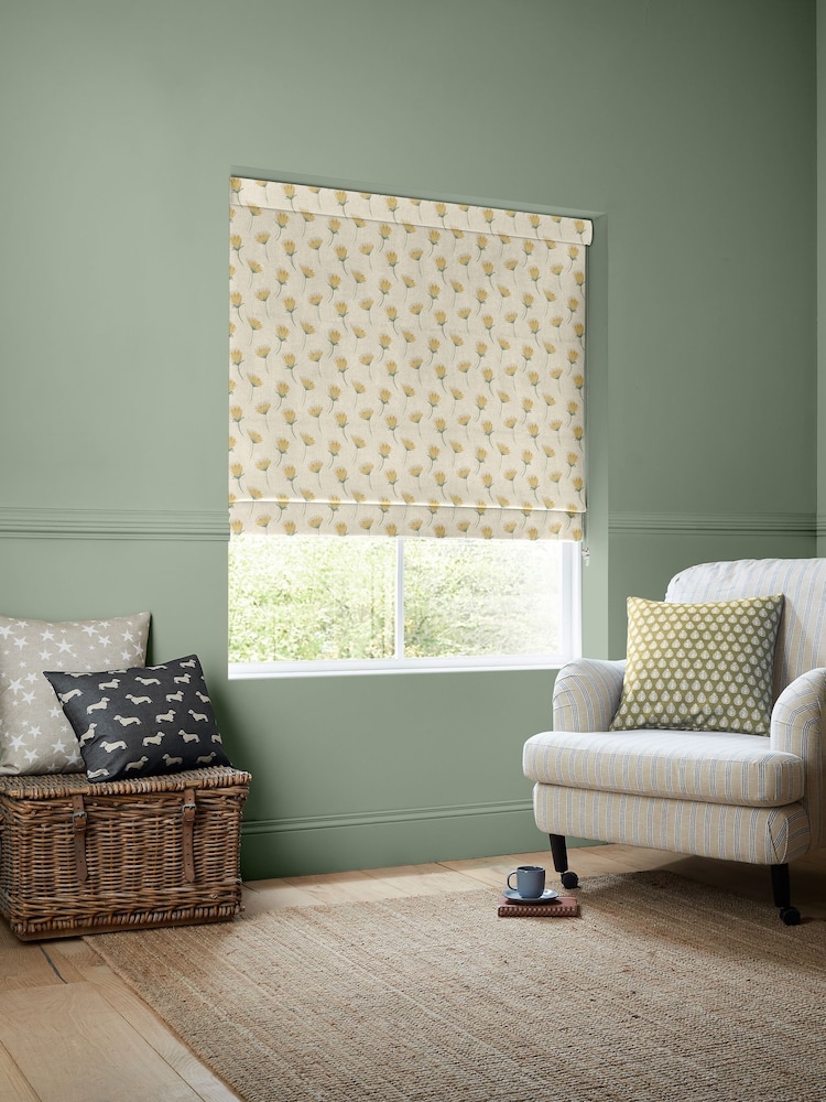 Emily Bond Yellow Cornflower Made to Measure Roman Blind - Image 2 of 6