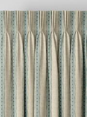 Emily Bond Blue/Green Block Printed Stripe Made to Measure Curtains - Image 3 of 8