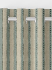 Emily Bond Blue/Green Block Printed Stripe Made to Measure Curtains - Image 5 of 8