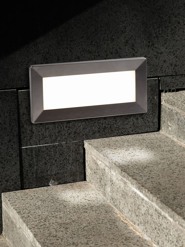 Searchlight Silver Horizon Outdoor Rectangle Wall Light - Image 1 of 4 Searchlight Silver Horizon Outdoor Rectangle Wall Light - Image 1 of 4