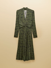 Joules Mina Khaki Green Jersey Ruched Waist Dress - Image 7 of 7