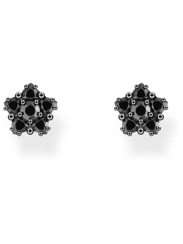 Thomas Sabo Black Floral Stud Earrings - Image 2 of 3