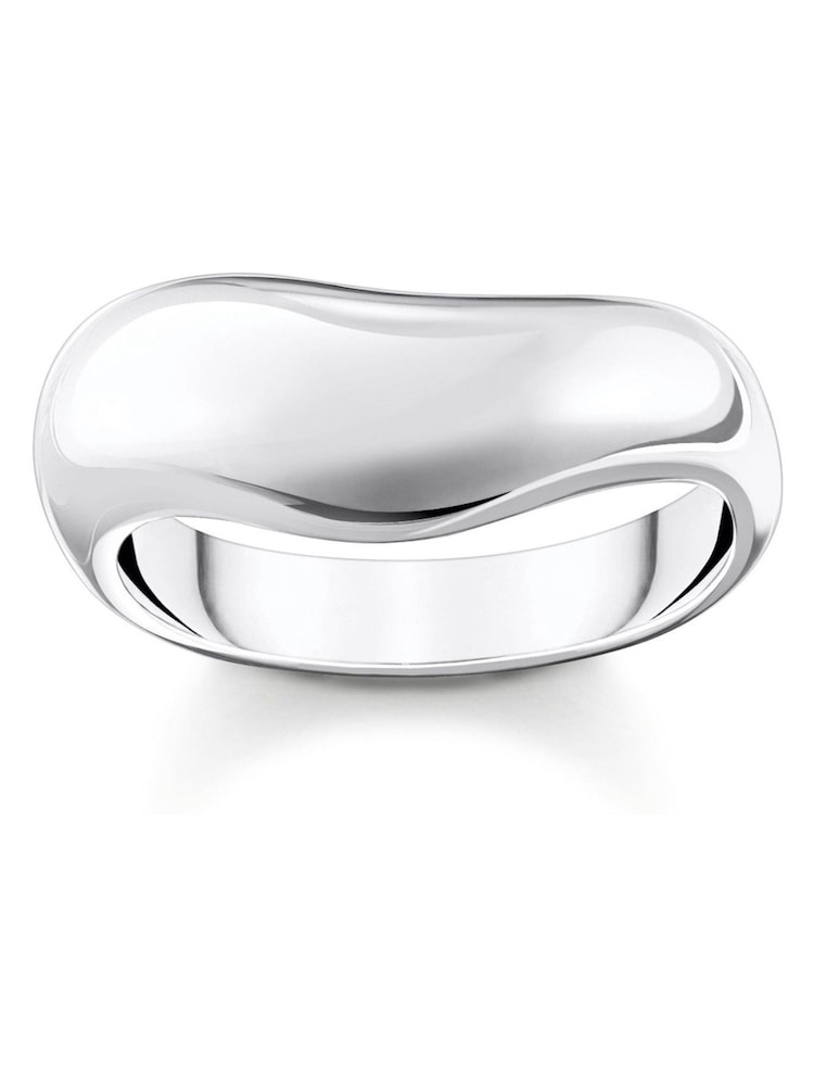 Thomas Sabo Silver Tone Timeless Shapes Curved Ring - Image 1 of 2