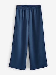Navy Blue Plisse Pull On Trousers - Image 1 of 2