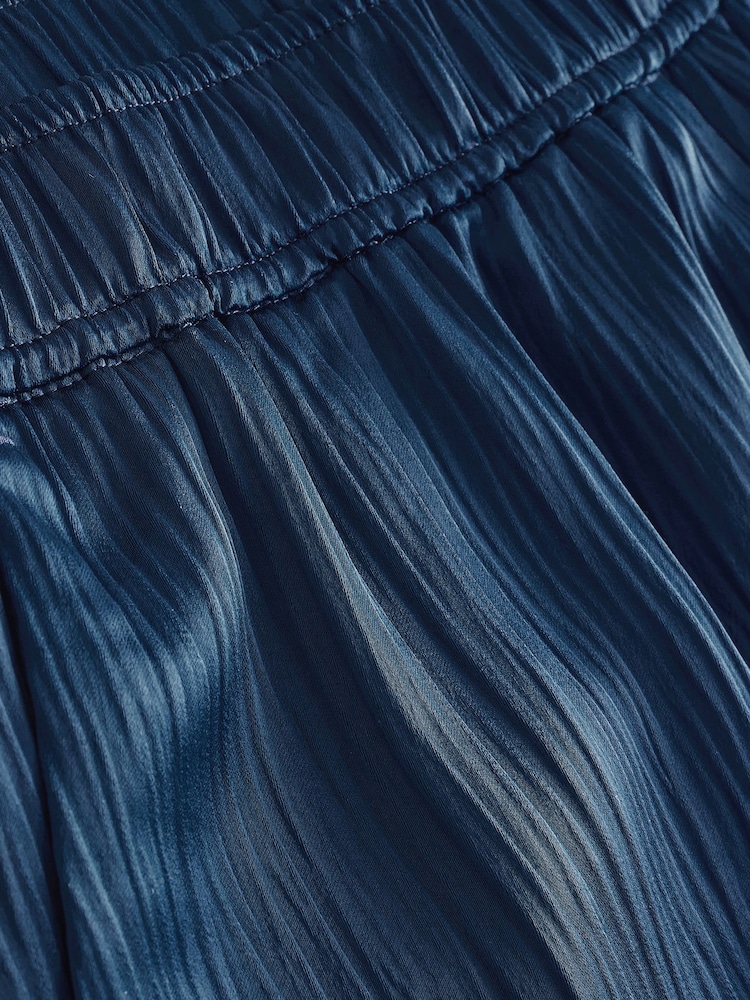 Navy Blue Plisse Pull On Trousers - Image 2 of 2