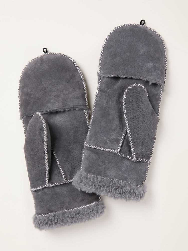 FatFace Grey Suede Overflap Gloves - Image 2 of 2 FatFace Grey Suede Overflap Gloves - Image 2 of 2