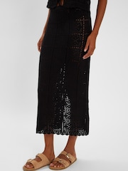 Accessorize Black Crochet Maxi Beach 100% Cotton Skirt - Image 2 of 4