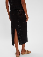Accessorize Black Crochet Maxi Beach 100% Cotton Skirt - Image 3 of 4