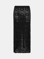 Accessorize Black Crochet Maxi Beach 100% Cotton Skirt - Image 4 of 4