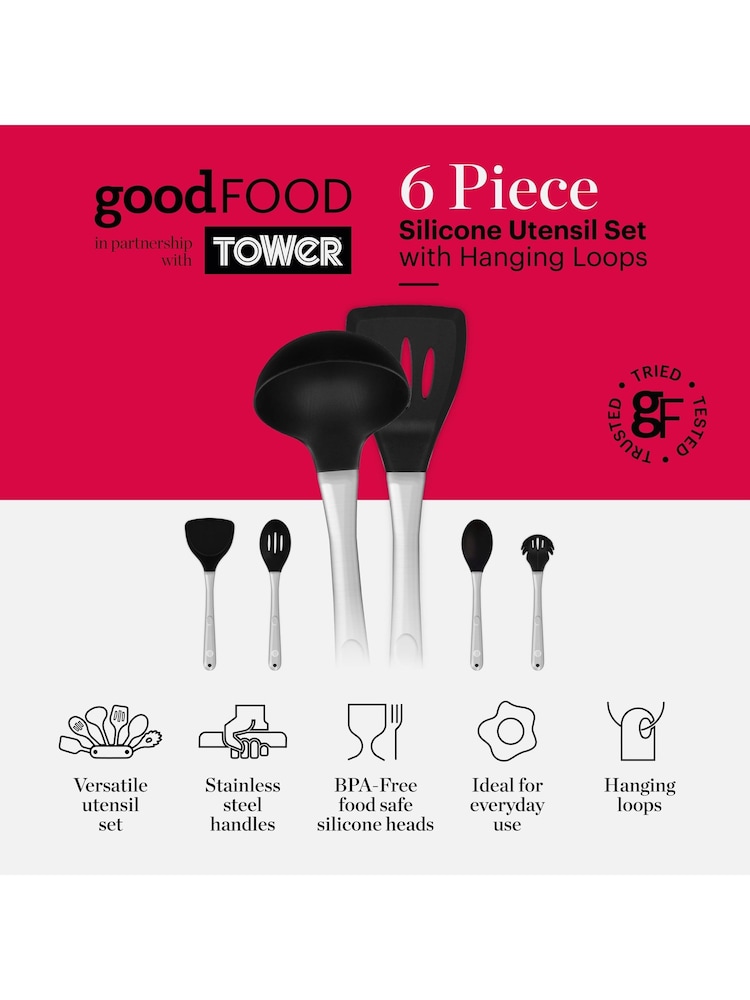 Good Food 6 Piece Black Utensil Set - Image 2 of 10
