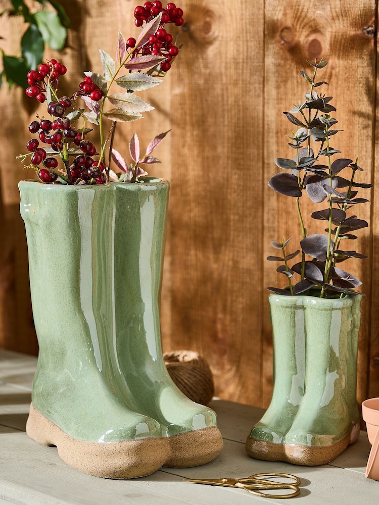 Dibor Green Large Wellington Boots Planter - Image 4 of 4 Dibor Green Large Wellington Boots Planter - Image 4 of 4