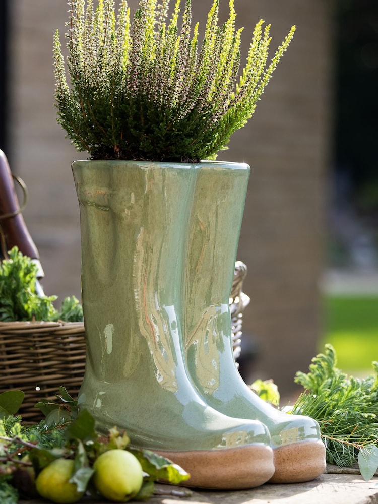 Dibor Green Large Wellington Boots Planter - Image 5 of 5