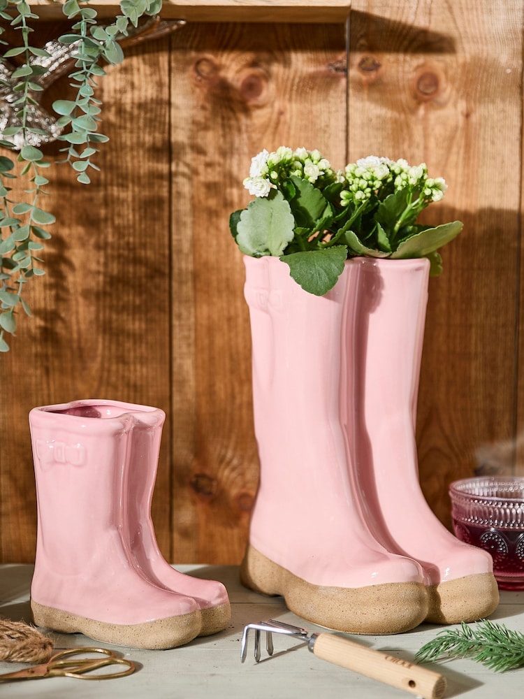 Dibor Pink Large Wellington Boots Planter - Image 4 of 4 Dibor Pink Large Wellington Boots Planter - Image 4 of 4