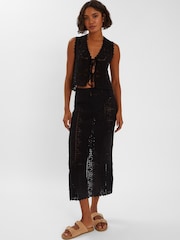 Accessorize Black Crochet Lace Waistcoat - Image 2 of 4