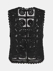 Accessorize Black Crochet Lace Waistcoat - Image 4 of 4