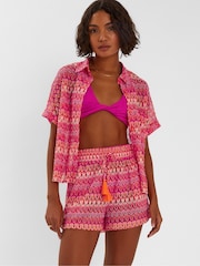 Accessorize Dark Pink Crochet Shorts - Image 1 of 4