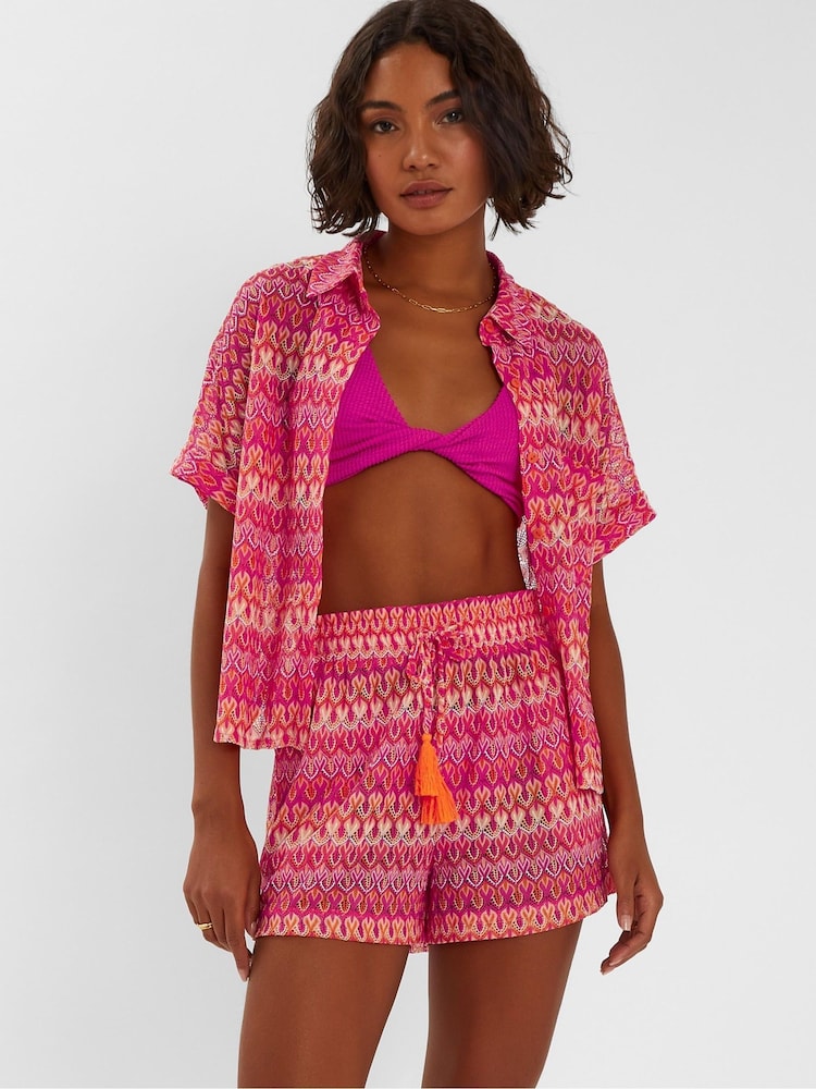 Accessorize Dark Pink Crochet Shorts - Image 1 of 4