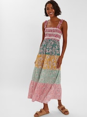 Accessorize Pink Paisley Print Tiered 100% Cotton Maxi Dress - Image 1 of 4