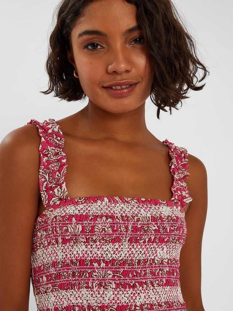Accessorize Pink Paisley Print Tiered 100% Cotton Maxi Dress - Image 2 of 4