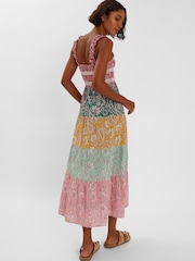 Accessorize Pink Paisley Print Tiered 100% Cotton Maxi Dress - Image 3 of 4