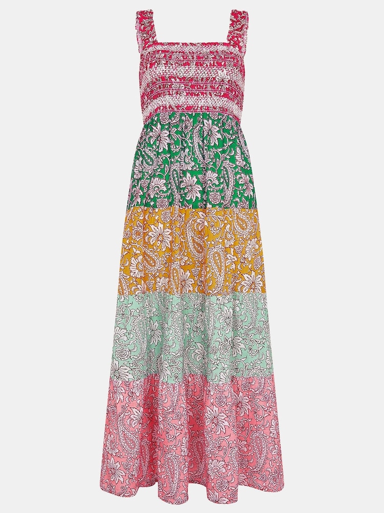 Accessorize Pink Paisley Print Tiered 100% Cotton Maxi Dress - Image 4 of 4