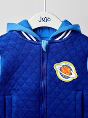 JoJo Maman Bébé Blue Appliqué Quilted Bomber Jacket - Image 4 of 7