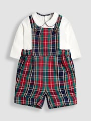 JoJo Maman Bébé Blue 2-Piece Tartan Dungarees & Body Set - Image 1 of 5