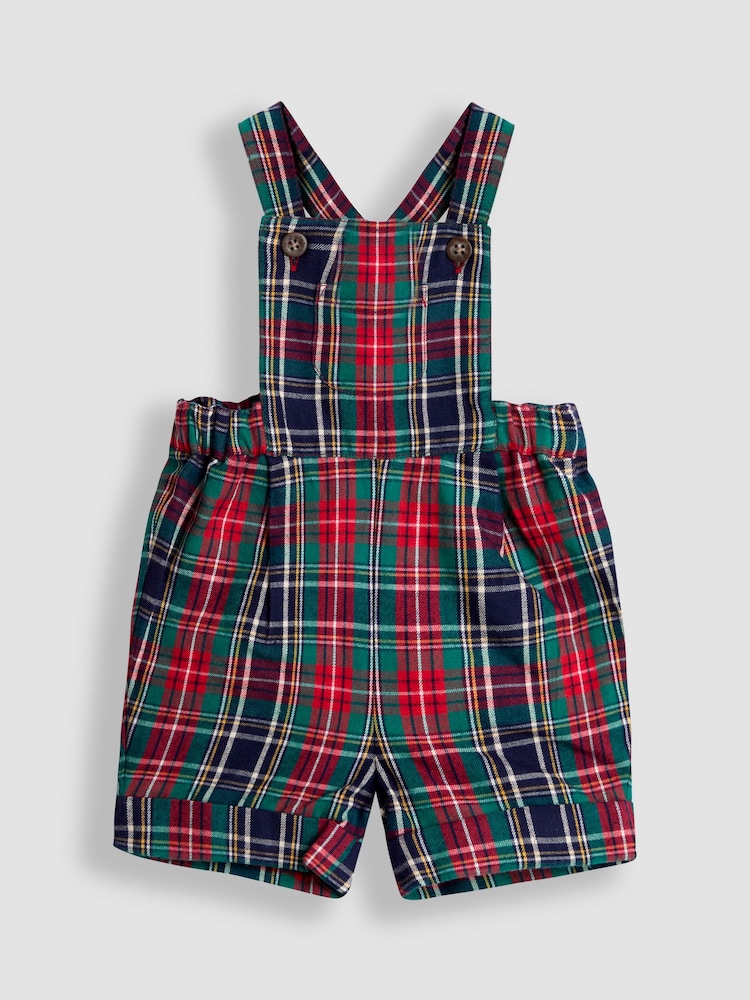 JoJo Maman Bébé Blue 2-Piece Tartan Dungarees & Body Set - Image 2 of 5
