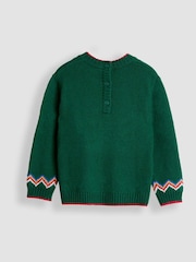 JoJo Maman Bébé Green Santa & Reindeer Christmas Jumper - Image 3 of 3