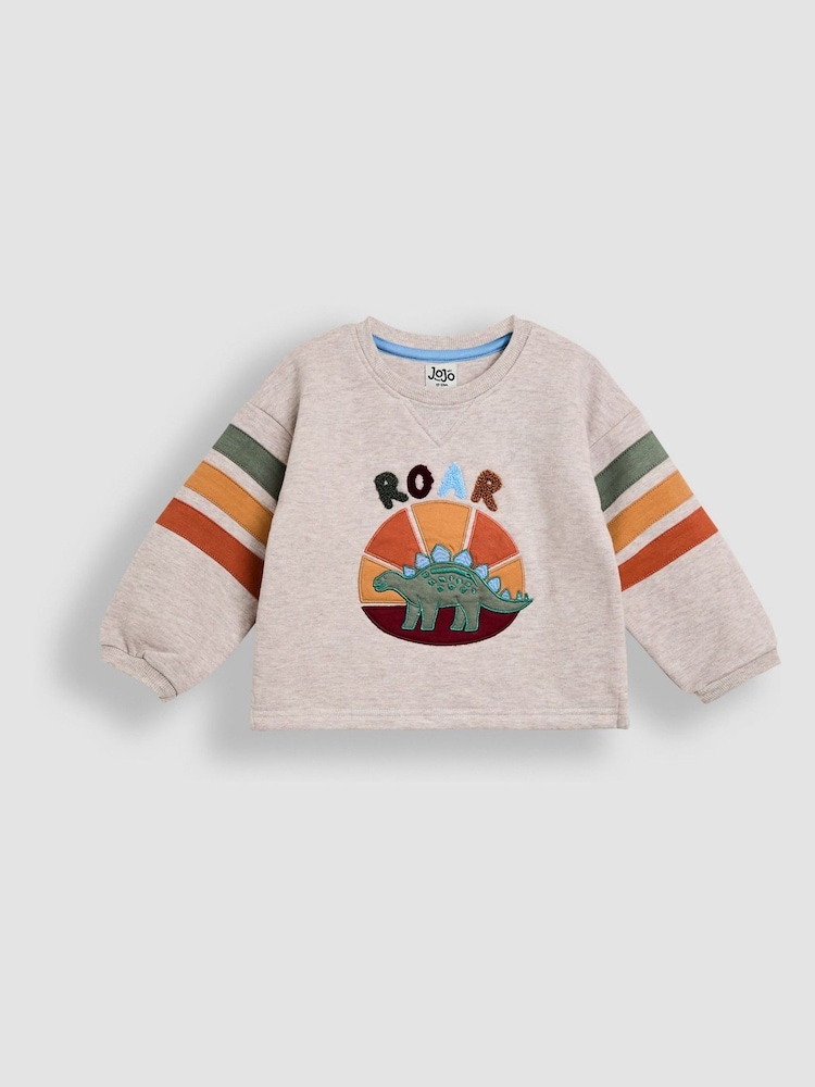 JoJo Maman Bébé Natural Dino 2-Piece Drop Shoulder Sweatshirt & Leggings Set - Image 2 of 6