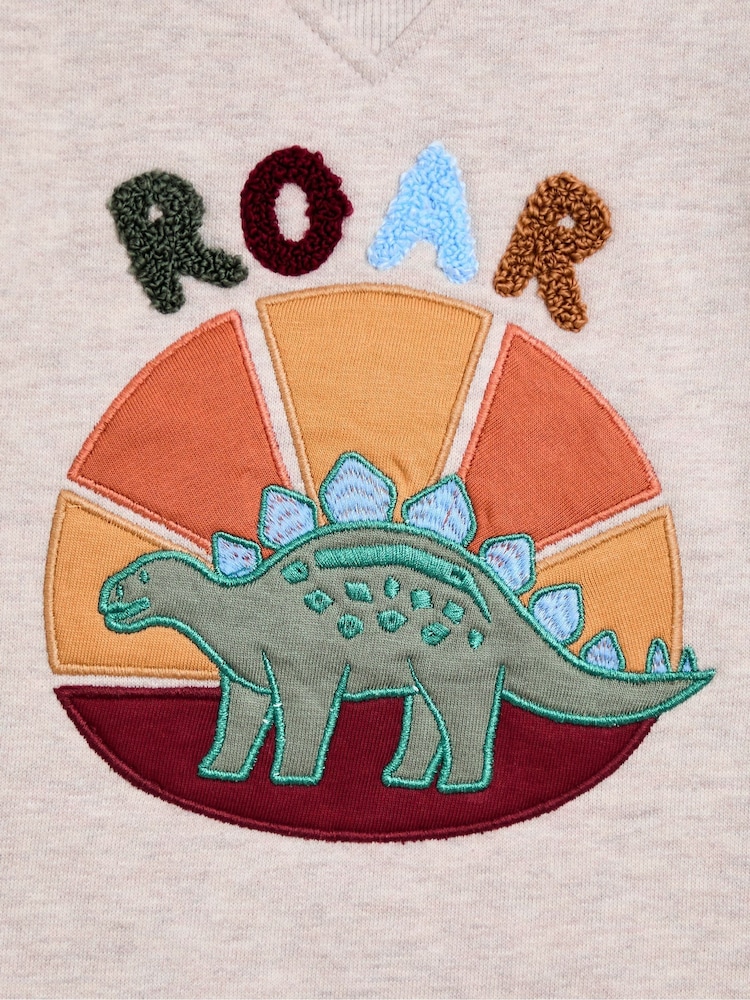 JoJo Maman Bébé Natural Dino 2-Piece Drop Shoulder Sweatshirt & Leggings Set - Image 6 of 6
