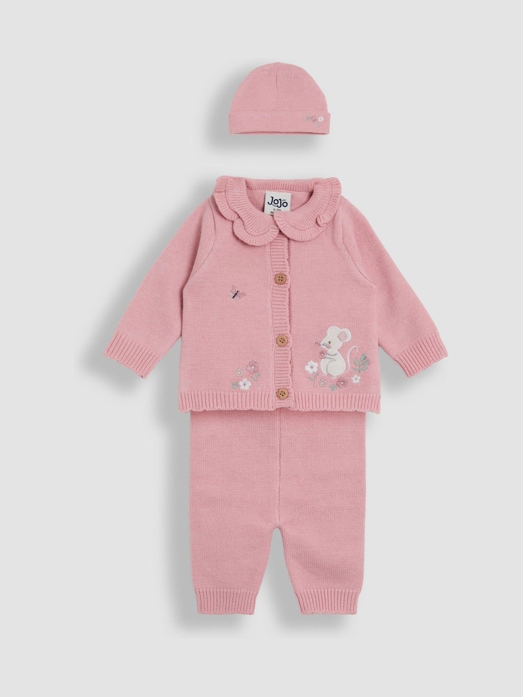 JoJo Maman Bébé Pink Knit 3-Piece Set - Image 1 of 9