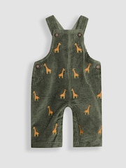 JoJo Maman Bébé Khaki Green Giraffe 2-Piece Embroidered Cord Dungarees & Top Set - Image 2 of 5