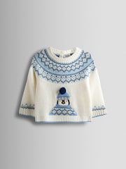 JoJo Maman Bébé Christmas Penguin Fair Isle Jumper - صورة 1 من 3