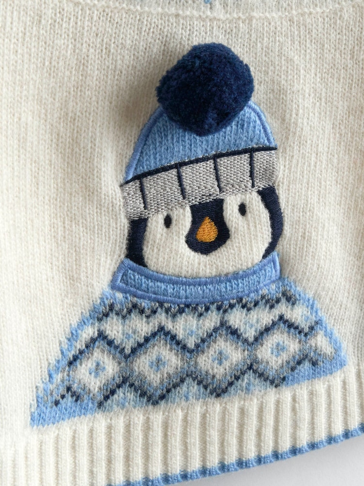 JoJo Maman Bébé Christmas Penguin Fair Isle Jumper - صورة 2 من 3