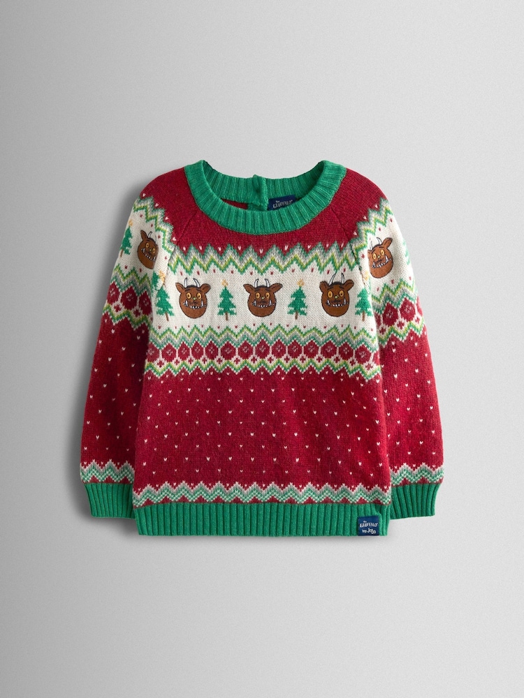 JoJo Maman Bébé Gruffalo Red Fair Isle Jumper - Image 1 of 3