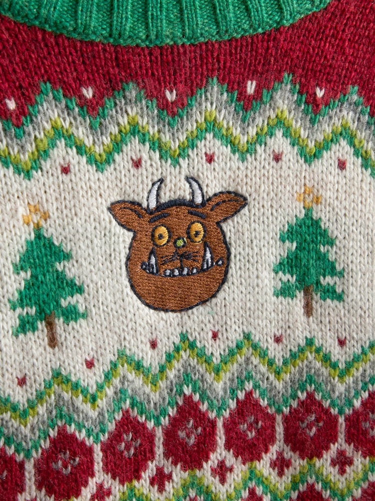 JoJo Maman Bébé Gruffalo Red Fair Isle Jumper - Image 2 of 3