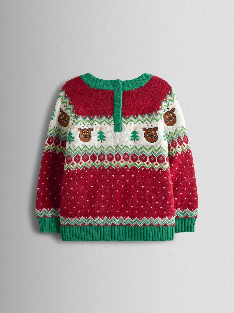 JoJo Maman Bébé Gruffalo Red Fair Isle Jumper - Image 3 of 3