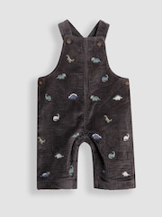 JoJo Maman Bébé Charcoal Grey Dino 2-Piece Embroidered Cord Dungarees & Top Set - Image 2 of 5