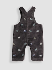 JoJo Maman Bébé Charcoal Grey Dino 2-Piece Embroidered Cord Dungarees & Top Set - Image 3 of 5