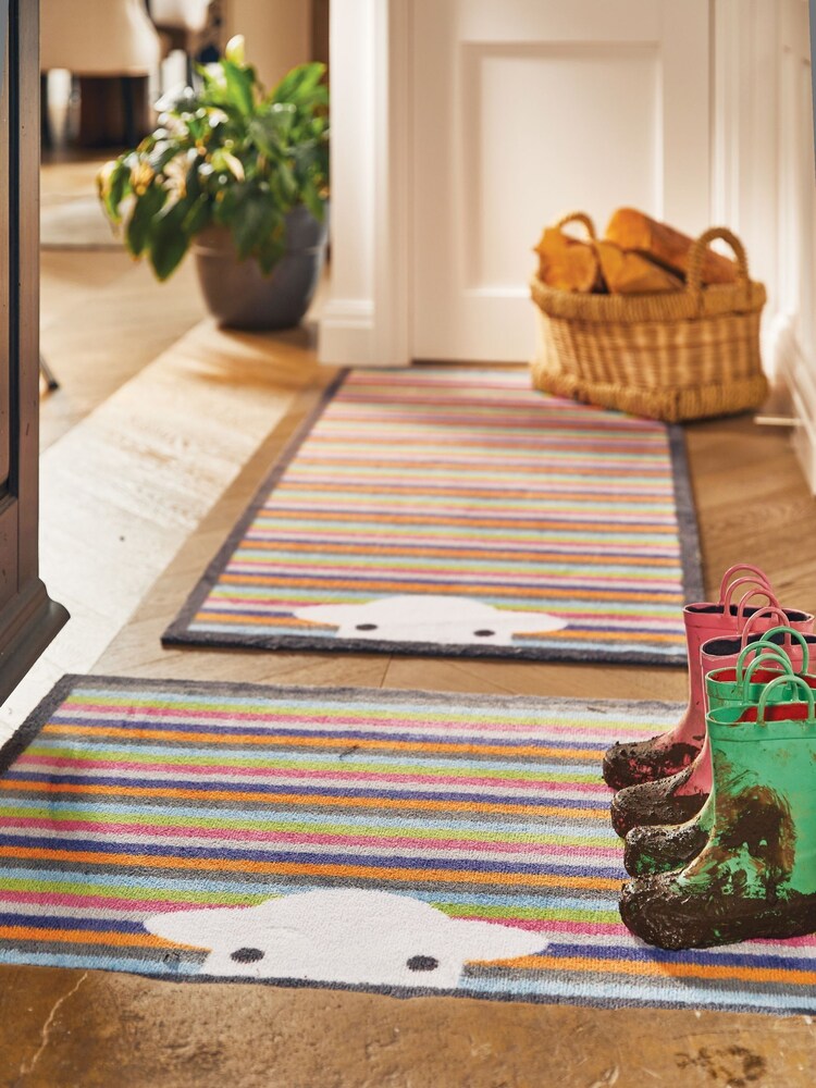 Hug Rug Blue Herdy Peepstripe Cotton Washable Bathmat - Image 1 of 4