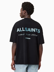 Черный - Футболка из 100% хлопка с круглым вырезом Allsaints Underground - Изображение 6 из 7