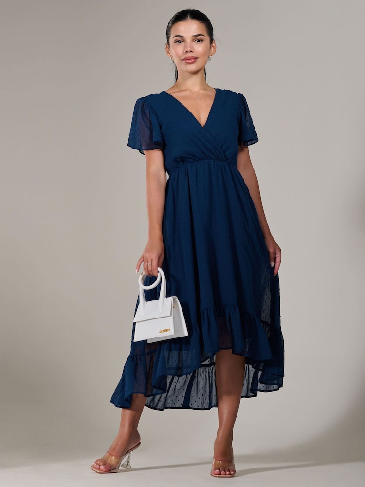 Jolie Moi Dark Navy Petite Petite Long Sleeve Soft Silky Jersey Midi Dress - Image 5 of 5 Jolie Moi Dark Navy Petite Petite Long Sleeve Soft Silky Jersey Midi Dress - Image 5 of 5