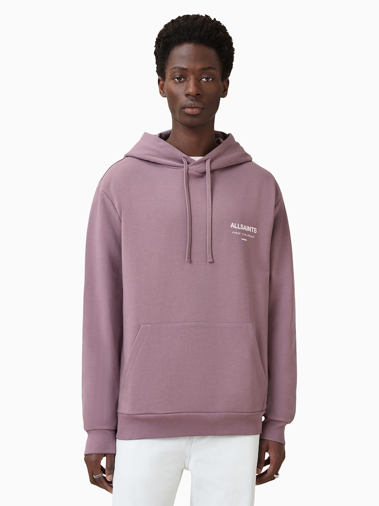 AllSaints Purple Underground 100% Organic Cotton Hoodie - Image 1 of 7