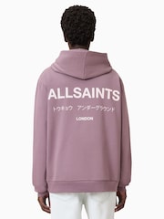 AllSaints Purple Underground 100% Organic Cotton Hoodie - Image 2 of 7